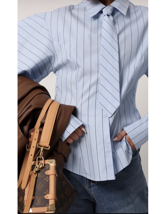 Elpida πουκάμισο με έντονα μανίκια και έξτρα γραβάτα 