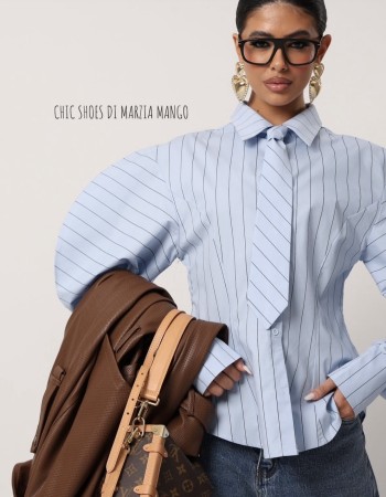 Elpida πουκάμισο με έντονα μανίκια και έξτρα γραβάτα 