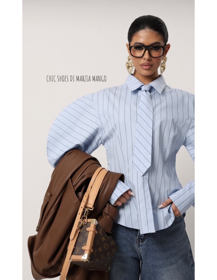 Elpida πουκάμισο με έντονα μανίκια και έξτρα γραβάτα 