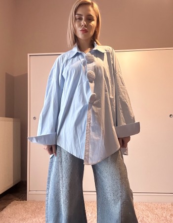 Leila πουκάμισο 100% σε άνετη γραμμή με εντυπωσιακά κουμπιά 