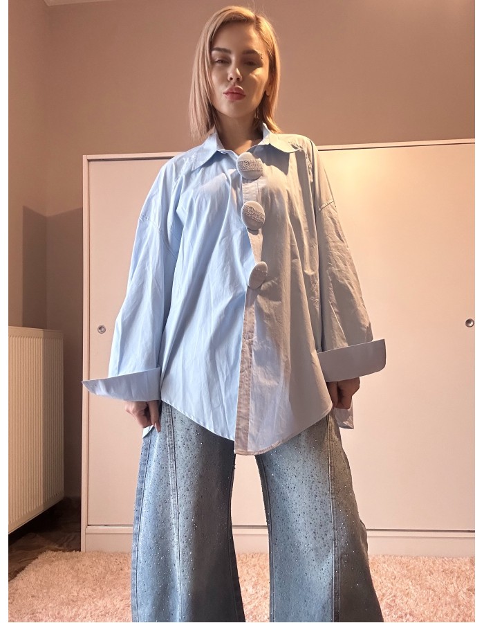Leila πουκάμισο 100% σε άνετη γραμμή με εντυπωσιακά κουμπιά 