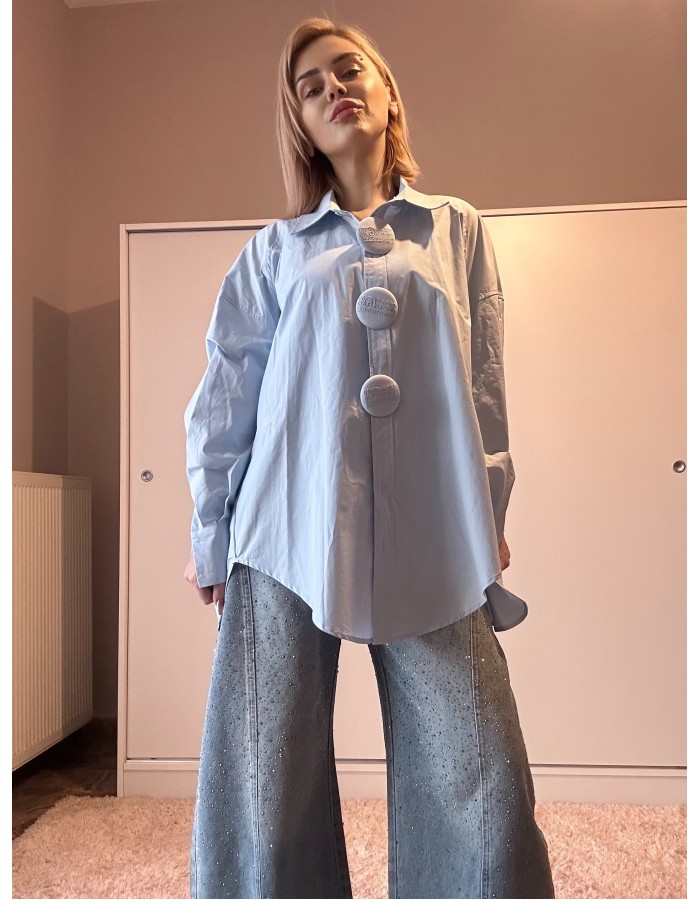 Leila πουκάμισο 100% σε άνετη γραμμή με εντυπωσιακά κουμπιά 