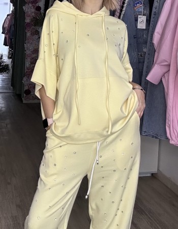 Set viscoze με λεπτομέρειες στρας άνετη γραμμή 