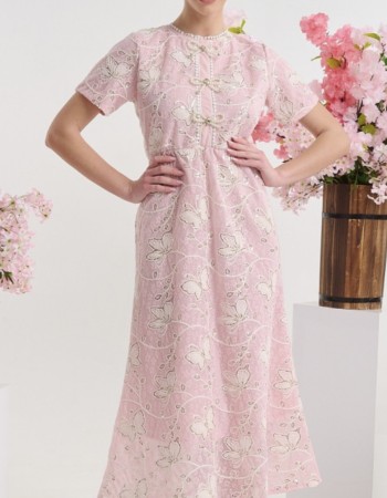 ΦΟΡΕΜΑ ΜΕ ΔΑΝΤΕΛΑ ΠΕΤΑΛΟΥΔΑ ΚΑΙ ΔΙΑΚΟΣΜΗΤΙΚΟΥΣ ΦΙΟΓΚΟΥΣ ΚΟΝΤΟΜΑΝΙΚΟ ΜΑΞΙ  ΕΧΕΙ ΦΕΡΜΟΥΑΡ ΣΤΟ ΠΙΣΩ ΜΕΡΟΣ  ΤΡΟΠΟΣ ΠΛΥΣΙΜΑΤΟΣ 