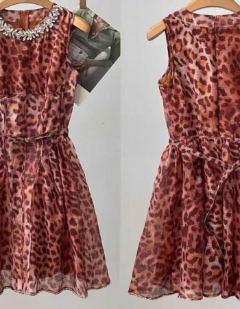 SS25 Leopard mini dress with stras