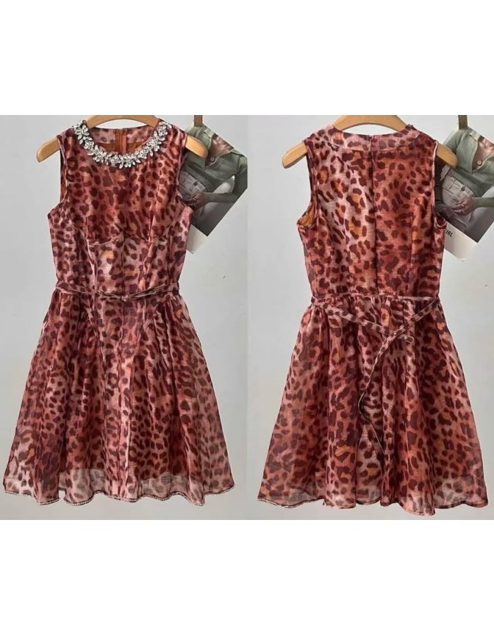 SS25 Leopard mini dress with stras