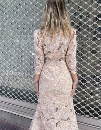 SS25 Brigitte φόρεμα δαντέλα εφαρμοστό ροζ 