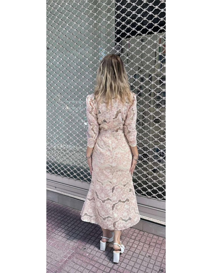 SS25 Brigitte φόρεμα δαντέλα εφαρμοστό ροζ 